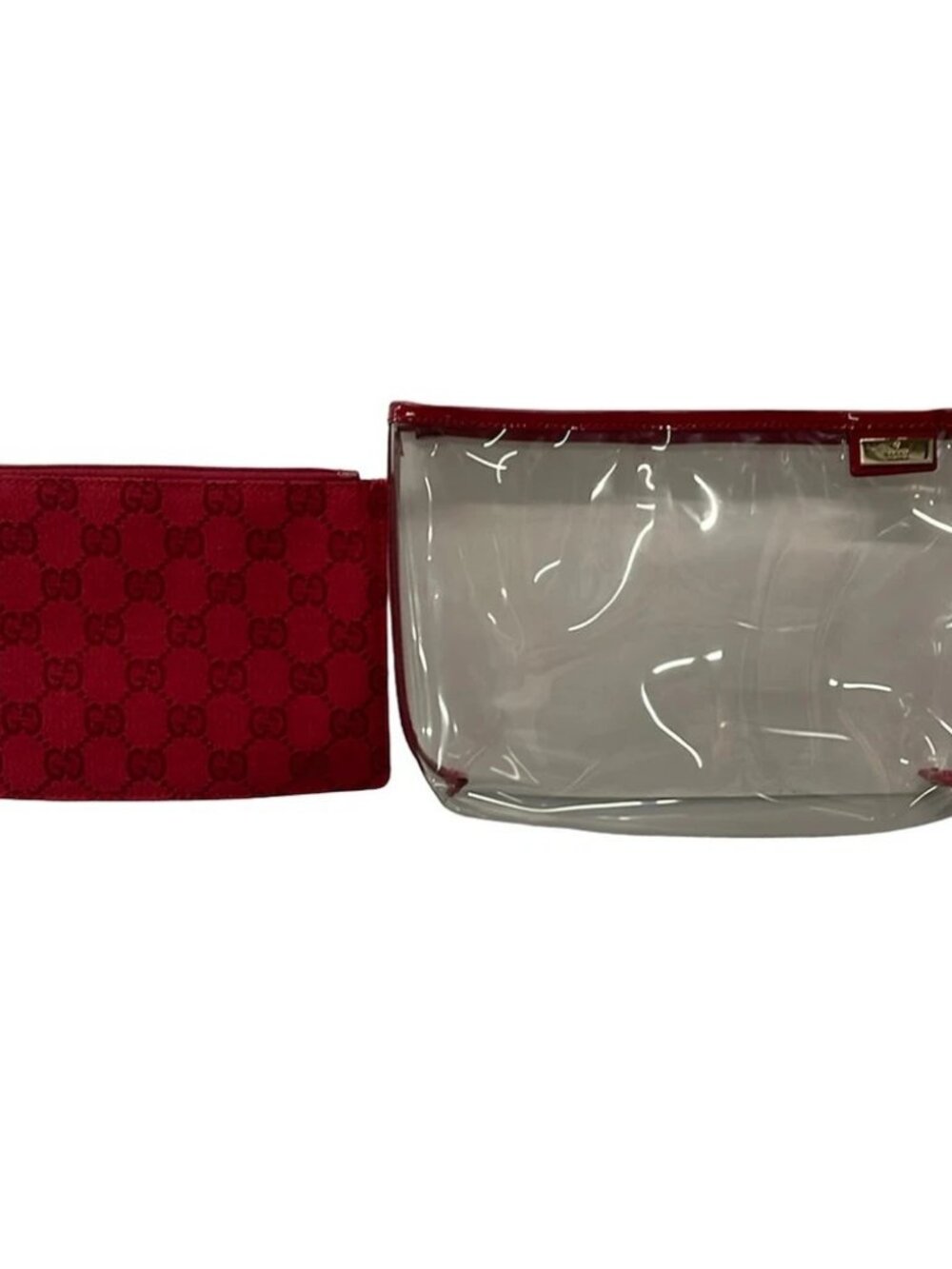 GUCCI GG Clear Red PVC Jacquard Pouch